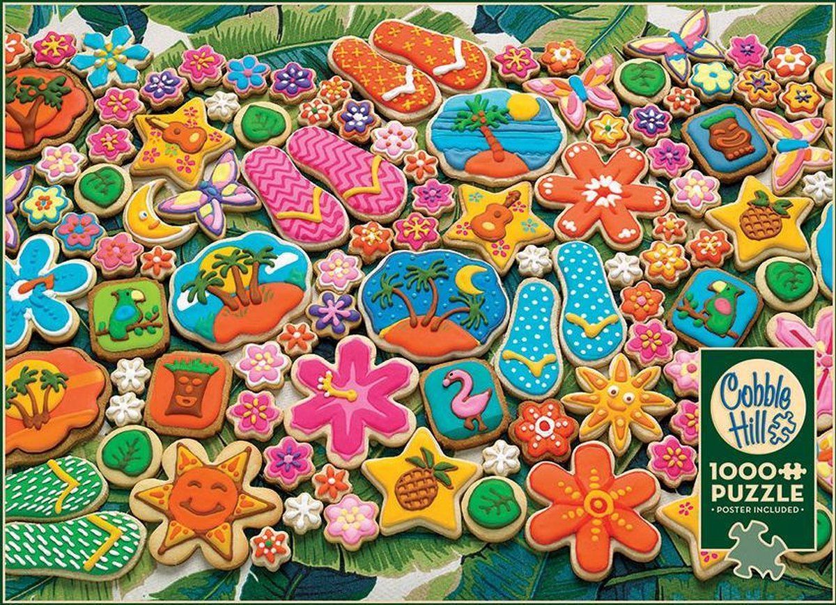 Cobble Hill legpuzzel 1000 stukjes Tropical Cookies - blauw, groen, oranje, roze