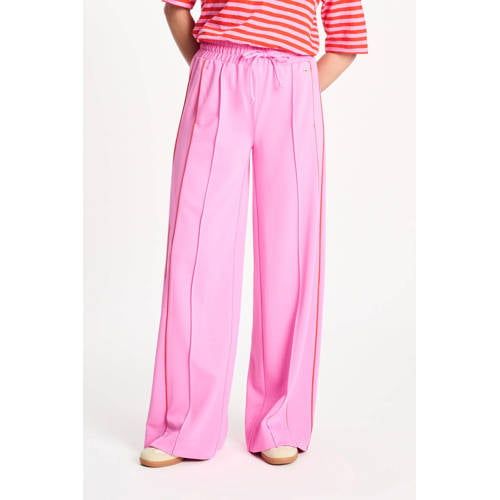 POM Amsterdam wide leg high waist gestreepte broek roze