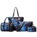 2E-youth Set van 6 handtassen en handtassen voor dames, 1D - Zwart en Blauw, Taille unique, Stijlvol
