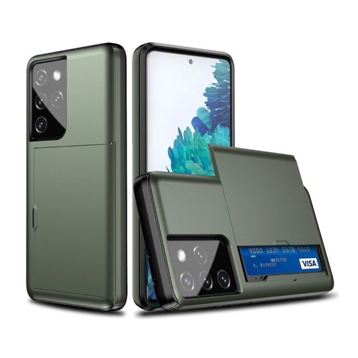 VRSDES VRSDES Samsung Galaxy Note 20 Ultra - Wallet Card Slot Cover Case Hoesje Business Donkergroen