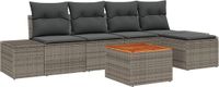 vidaXL Tuinbank Set 6-stuks Grijs Poly Rattan