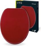 SITZPLATZ® Venezia 21898 lunette de WC - rouge - charnières métalliques - noyau en bois - forme O