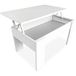 Duérmete Online - Table basse, réglable en hauteur, pour salon ou salle à manger, bois, finition blanche, dimensions : 90 cm (largeur) x 50 cm (profondeur) x 46-57 cm (hauteur)