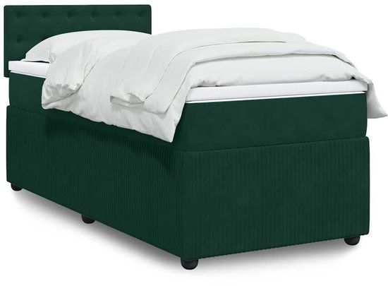vidaXL Boxspring met matras fluweel donkergroen 80x200 cm