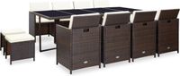 vidaXL 13-delige tuinset met kussens, polyrattan, bruin
