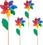 Relaxdays Éolienne arc-en-ciel - Lot de 4 - Piquet de jardin