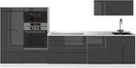 Vicco Complete keukeneenheid Fame-Line, Antraciet Hoogglans/Wit, 340 cm, WB Marmer