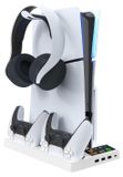 Wigento PS5 Slim: Console - Multifunctionele koel- en oplaadstandaard, organizer, wit
