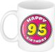 Bellatio Decorations Mok - 95 jaar - Roze - Keramiek