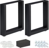 Merkloos Relaxdays tafelonderstel - 40 x 43 cm - 2 stuks - metaal - industrieel - zwart