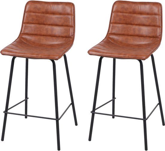 Urban Living SET VAN 2 "BROOKLYN" BARSTOELEN KANEELKLEURIG KUNSTLEER