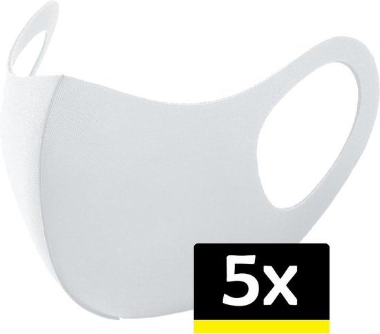 Wasbaar Mondkapje - Wit - 5 stuks