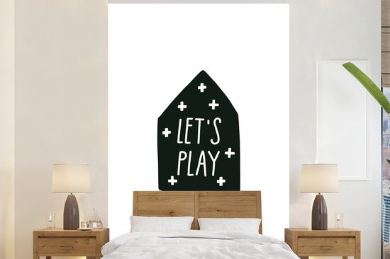 Nr1Wallpaper Behang - Fotobehang Kinderillustratie van de quote Let's play - Breedte 225 cm x hoogte 350 cm