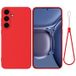 Samsung Coque Samsung Galaxy S25 en silicone liquide avec dragonne - Rouge