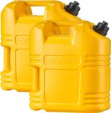 VEVOR Brandstoftank 2-Pack 19 L, Benzinetank Met Schenktuit en Transparante Schaalverdeling, Max. Debiet 15 L/Min, Vloeistofcontainer voor De Meeste Auto'S, Motoren, Suv'S, Atv'S en Utv'S, Geel