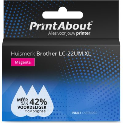 PrintAbout Huismerk Brother LC-22UM XL Inktcartridge Magenta Hoge capaciteit
