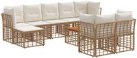 vidaXL - Hoek loungeset - 9 zitplekken - Polyester - Natuurlijk en crème wit