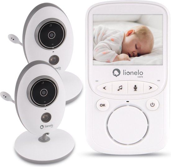 Lionelo Babyfoon Premium - 5.1 - 2 Camera's - 300m Bereik - Nachtmodus - Beige/Wit