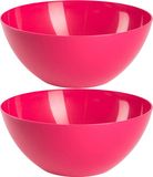 Plasticforte Plat - 2x stuks - D26 x H12 cm - kunststof - fuchsia roze