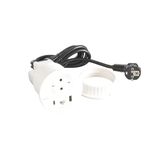 Legrand, Incara Disq 80 USB A+C oplaadstopcontact, FTP Cat. 6 RJ 45 data-doos, tafelstopcontact, inbouwstopcontact, meervoudige oplader, 15 watt, 2 m kabel, 2P+E stekker, kleur: ultrawit, 654710