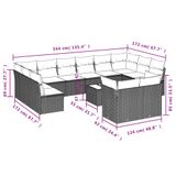 vidaXL 12-delige Loungeset met kussens, polyrattan, bruin