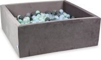 Bain à billes, 600 pièces, 110x110x40 cm, lilas velouté : menthe claire, bleu clair, nacre, gris, transparent, nacre