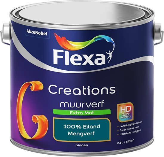 FLEXA Creations - Muurverf Extra Mat - 100% Eiland - Mengkleuren Collectie- 2,5 Liter