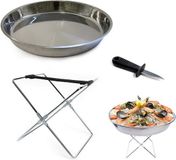 Saveur & Dégustation Oesterschaal – Oesterbord – Serveerschaal – Zeevruchten Schaal – Oesterset – Met Standaard en Oestermes – RVS - Ø34cm
