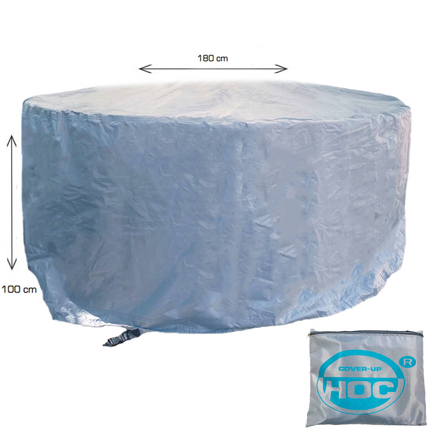 COVER UP HOC - diamond hoes ronde tuintafel- 180x80 cm (diameter x hoogte) - tuinset beschermhoes waterdicht met stormbanden,