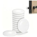 Mulbijeo Deurstoppers voor de muur, 12 stuks, witte rubberen deurknop, zonder boren, deurklinkbuffer, minder knallen, wandbuffer, robuust en duurzaam, kastdeurdemper, voor deurklinken tegen