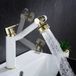 Sans marque 360 laiton multi-directionnel robinet de cuisine pivotant, robinet d'eau pivotant chromé pour salle de bain, lavabo avec douche rotative, robinet d'eau froide et chaude (blanc or)