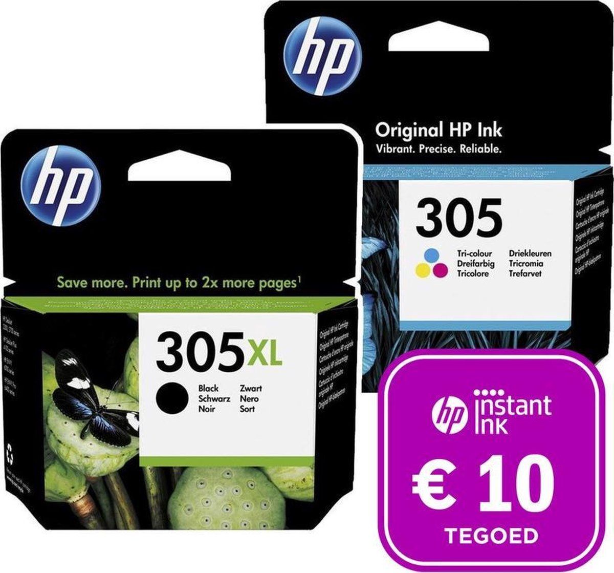 HP 305 Inktcartridge Zwart XL & Kleur + Instant Ink Tegoed