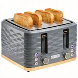 HOMCOM Grille-pain 4 fentes 7 niveaux de brunissage - Appareil de cuisine - Gris
