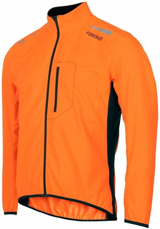 Fusion S1 Run Jack Heren Oranje Hardloopjas Waterafstotend XL