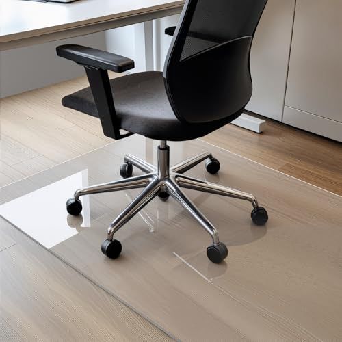 COSYLAND Vloerbeschermingsmat voor bureaustoel, transparant, bureaustoelonderlegger en bureaustoelonderlegger, antislip, beschermmat voor vloer en tapijt, melkwit, 90 x 120 cm