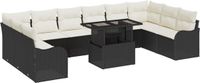 vidaXL Tuinbank - Set - 11-delig - Zwart - Polyrotan