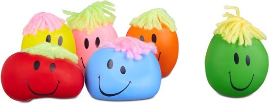 Relaxdays stressbal met gezicht - 6 cm anti-stressbal - kneedbaar - kinderen - volwassenen