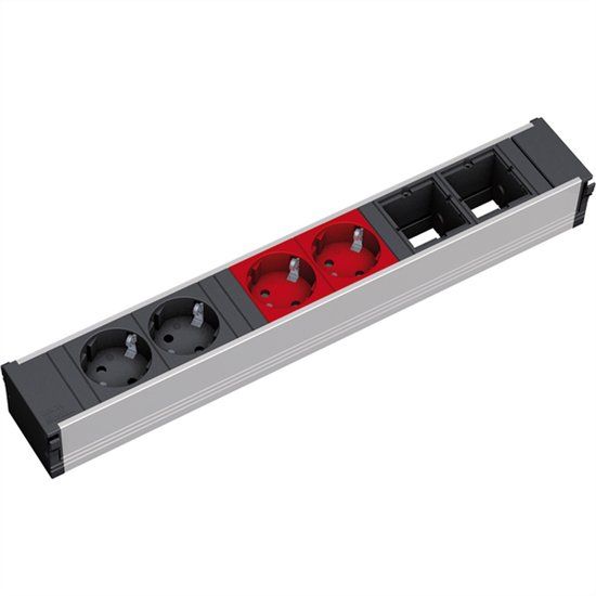 Bachmann CONI 2xCEE7/3 2xCEE7/3 rood, Geaarde stopcontacten 2x zwart + 2x rood