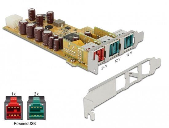 Delock PoweredUSB PCI Express x1 Card > 1 x 24 V + 2 x 12 V