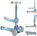 MoMi DEBE - Trottinette 2-en-1 avec siège - Pliable - Roues LED - Plateau éclairé - Bleu