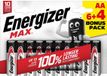 ENERGIZER MAX piles alcalines AA, pack de 10, numéro d'article 1810106