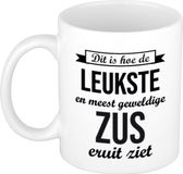 Bellatio Decorations Shoppartners Bv Leukste en meest geweldige zus cadeau koffiemok / theebeker - wit - 300 ml
