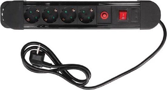 Perel Stekkerdoos met schakelaar - 4 stopcontacten - Zwart/Rood