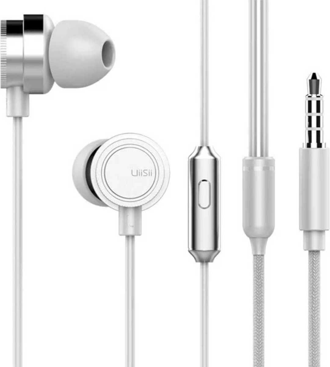 UiiSii HM13 - In Ear - Oortjes met draad en microfoon - 120cm - 3,5mm Audiokabel - Wit