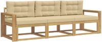 vidaXL - Chaise longue loungeset - Polyester - Wit en Beige - 3 zitplekken