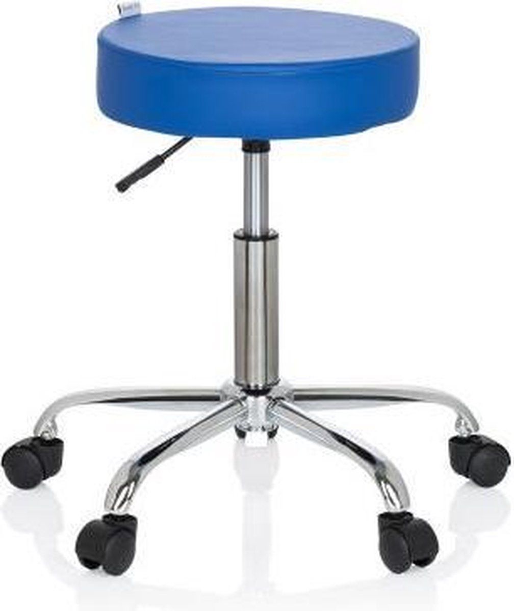 HJH OFFICE Werkkruk/Verhoogde Bureaustoel - Kunstleder - Blauw - Operator II