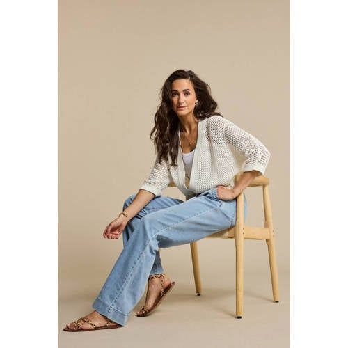 Red Button Colette Elastic Waistband Denim Straight Leg Jeans Lichtblauw