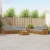 vidaXL - Bank loungeset - 7 zitplekken - Acacia hout - Naturel en lichtgrijs