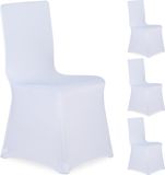 Merkloos Relaxdays Stoelhoezen - Set van 4 - Universeel - Stretch - Wit
