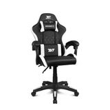 DRIFT GAMING DR35 Professionele stoel, kunstleer, gevoerde armleuningen, zuigers klasse 3, basis van versterkt nylon, zitting kantelbaar, in hoogte verstelbaar, lendenwervel-/nekkussen, zwart/wit